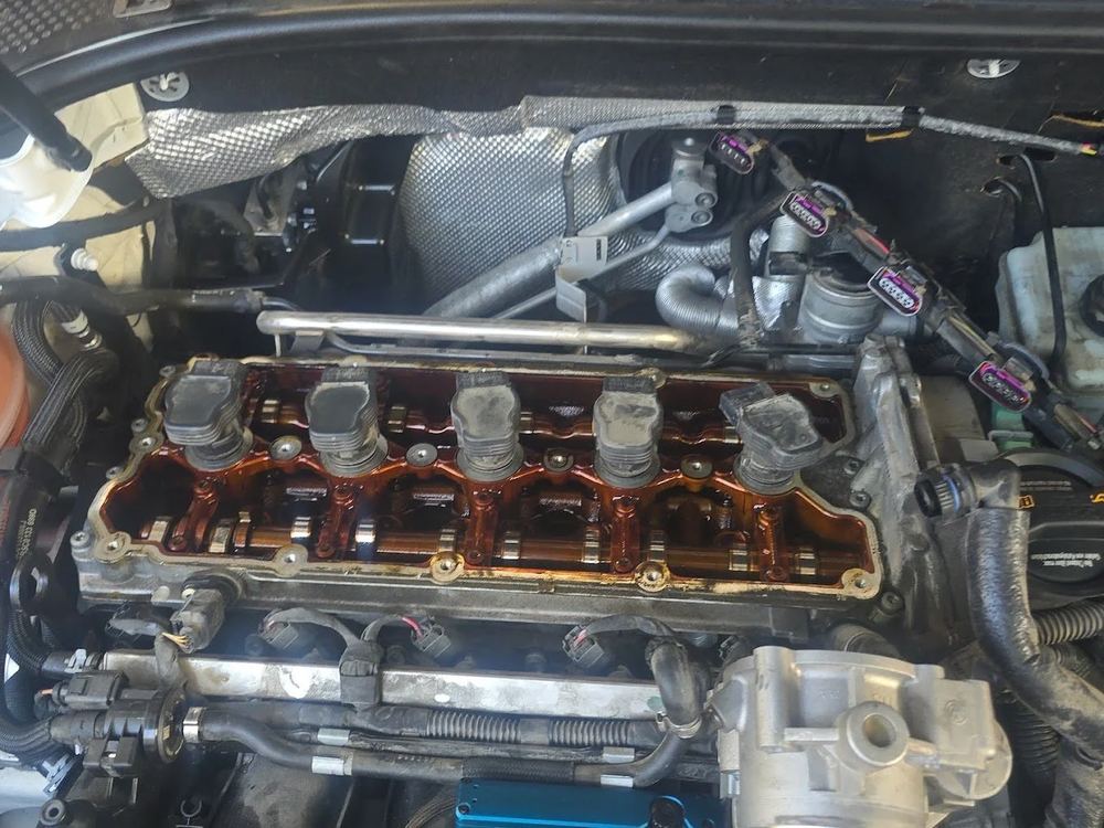 Engine with ignition coils exposed